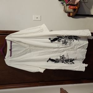 Black and white belted shirt dress